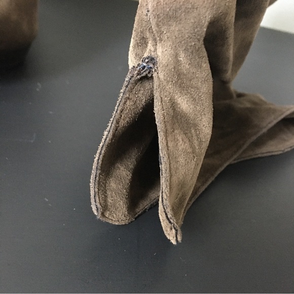 Bakers Lexie Knee High Stiletto Boots Studded Faux Suede Taupe 7.5B Platform - Picture 7 of 12